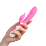 Розовый вибратор с клиторальным стимулятором и 30 режимами вибрации - 19,4 см. (Цвет: розовый)