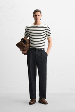 ZARA ФУТБОЛКА СВОБОДНОГО КРОЯ, БЕЛЫЙ/ЧЕРНЫЙ