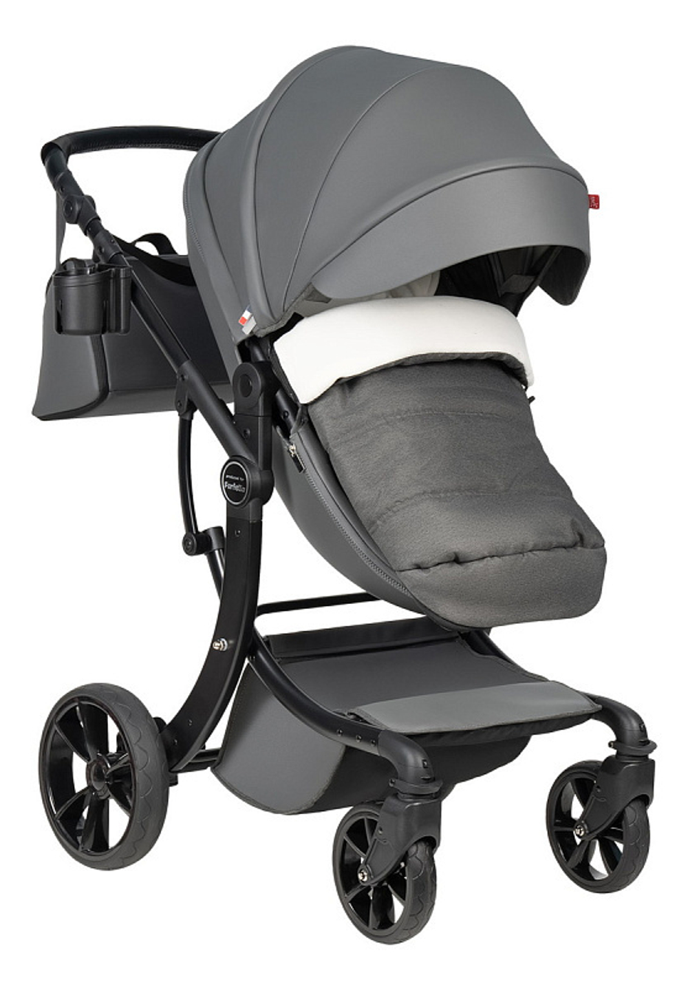 Детская коляска трансформер Aimile PRO темно-серый экокожа