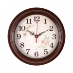 2121-007 Часы настенные круг d=21см, корпус коричневый "Розы" "Рубин"