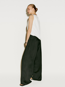 Massimo Dutti Брюки из льняной смеси с поясом-корсетом - Limited Edition, черный