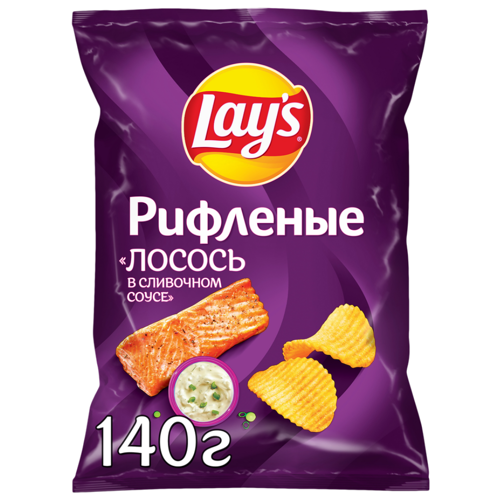Чипсы картофельные LAY'S Рифленые сливочный лосось 140 гр