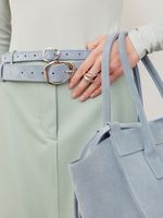 БАЗОВЫЙ РЕМЕНЬ С МЯТОЙ ПРЯЖКОЙ ЗАМША ГОЛУБОЙ