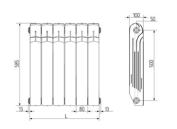 Радиатор алюминиевый Royal Thermo Indigo 500 - 6 секц. купить в Москве и Московской области по низкой цене с доставкой по России — (1) Радиатор алюминиевый Royal Thermo Indigo 500 - 6 секц. — (1)