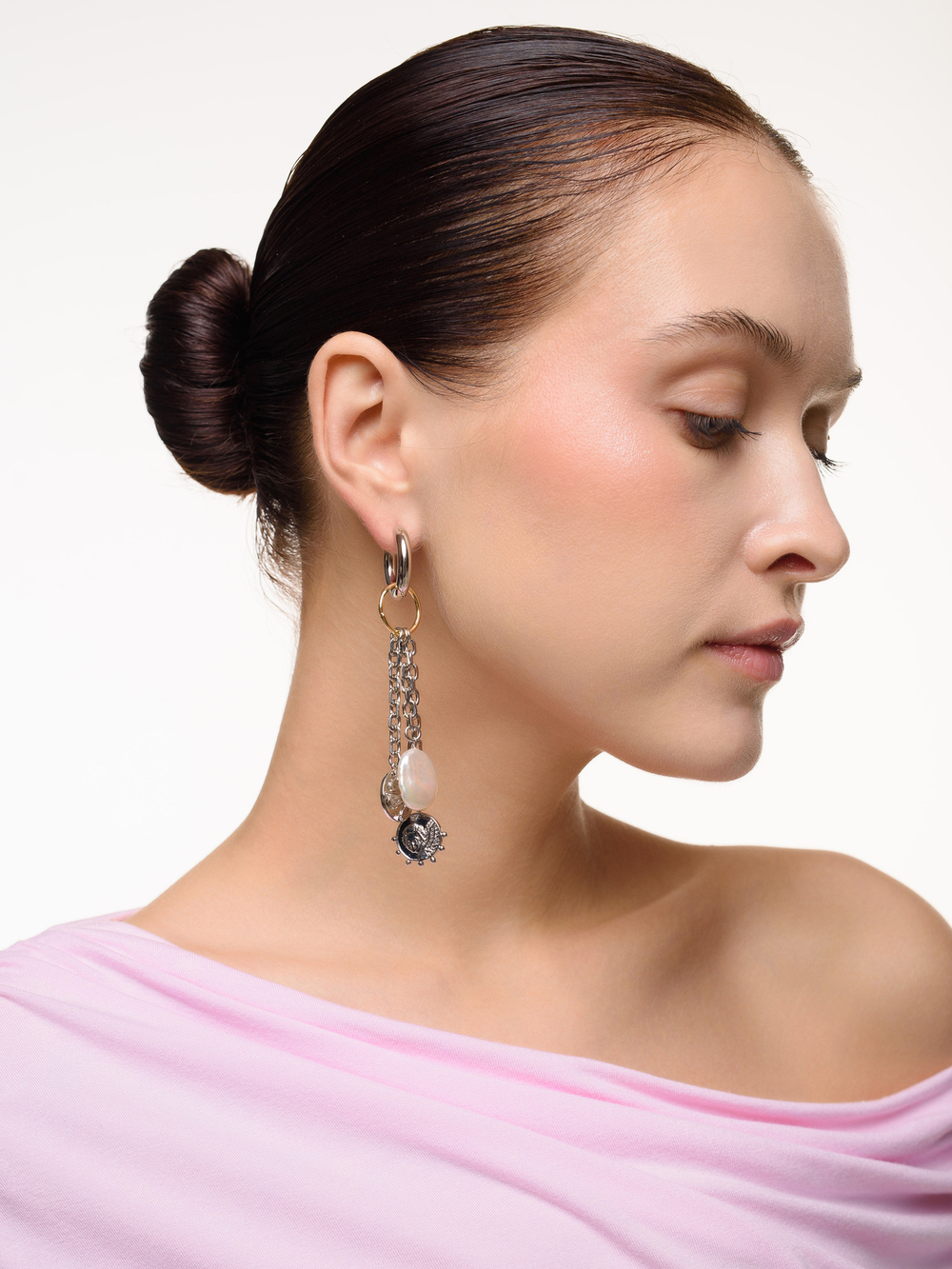 Серьги "Heart Coin Pearl" Bicolor