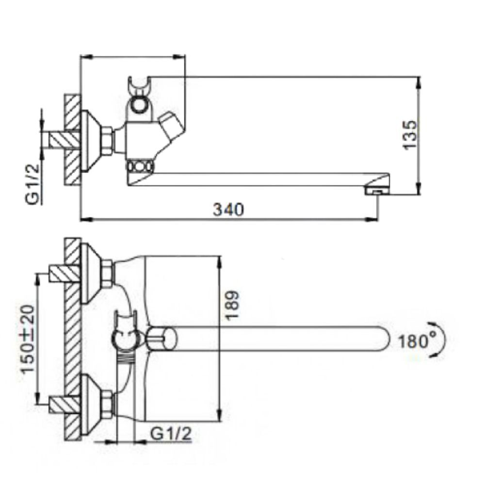 Смеситель для ванны, Frap, с кран-буксой, хром, F22731-В