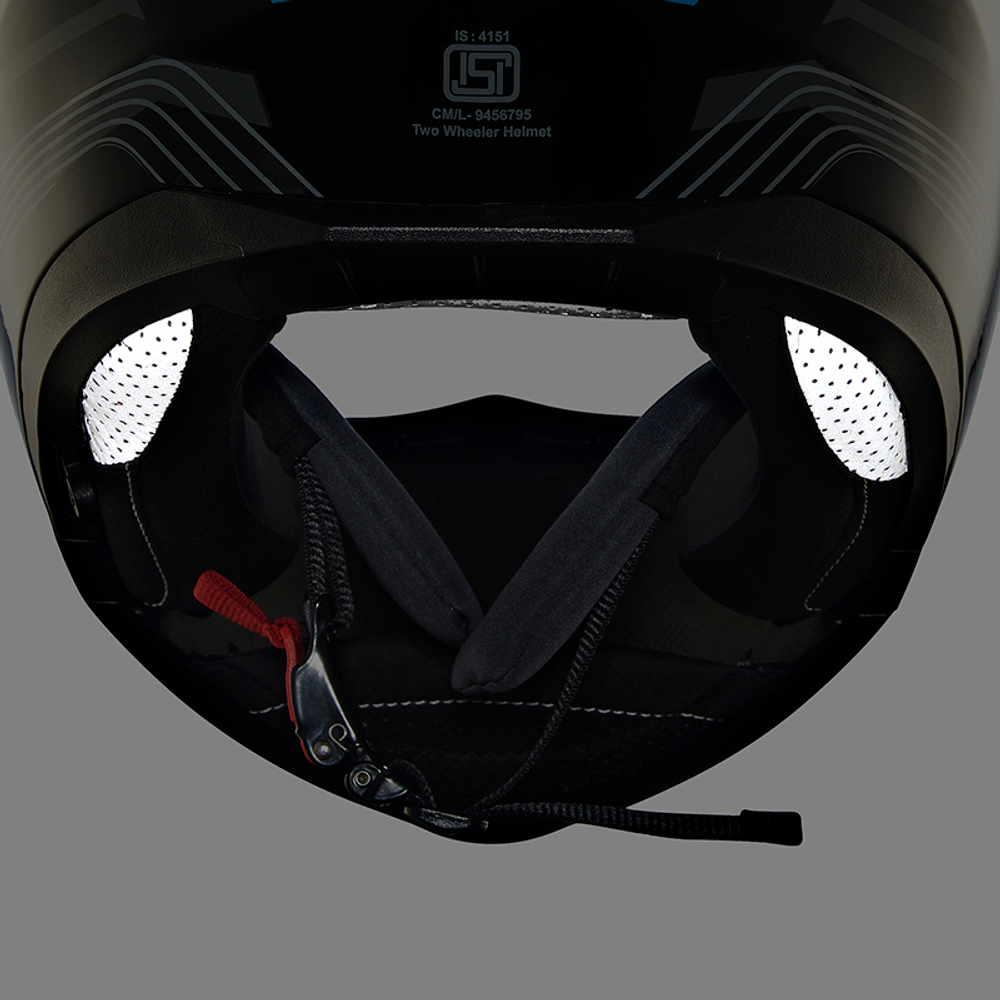 Шлем интеграл Royal Enfield, цвет - черно-синий, размер - L (600 мм), арт. RRGHEP000570 (HESS22014GLOSS BLACK & BLUE)