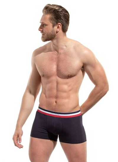 Мужские хлопковые трусы-боксеры с резинкой в полоску (Размер: L) (Цвет: белый)