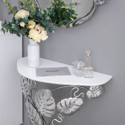 Консоль Monstera Deliciosa Wood (Монстера) Айс Античное серебро