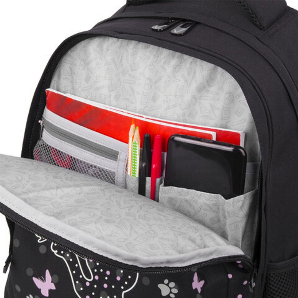 Рюкзак BRAUBERG SOFT, 2 отделения, "Joyful kitten", СВЕТЯЩИЙСЯ, 40х31х15 см, 228791