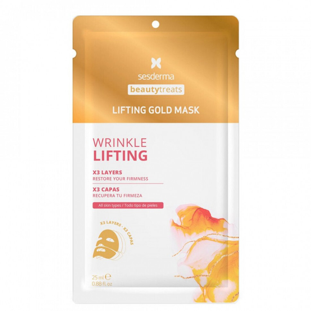 Sesderma Набор Золотых масок BEAUTY TREATS GOLD - Lifting Gold Mask, Маска антивозрастная для лица, 1 шт + Shining Gold Mask, Маска для сияния кожи, 1 шт + 24K Gold Patch, Маска-патчи под глаза, 1 шт