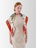 Платок «Русский полевой букет» красный 100% шёлк