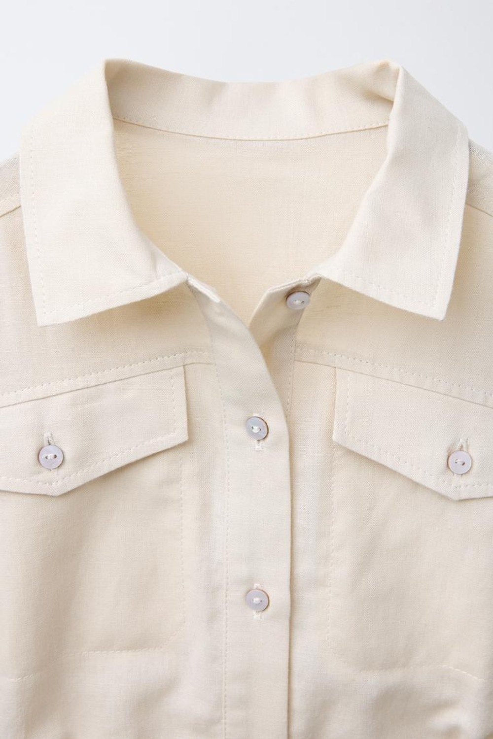 ZARA ДЛИННЫЙ КОМБИНЕЗОН ИЗ СМЕСОВОГО ЛЬНА, СВЕТЛО-БЕЖЕВЫЙ