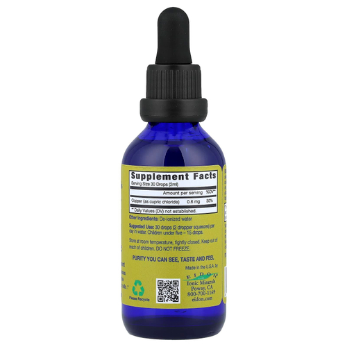 Eidon Ionic Minerals, жидкий концентрат меди, 60 мл (2 унции)
