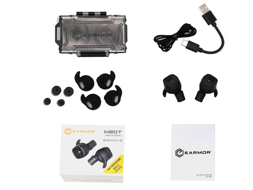 Активные беруши Earmor M20T, NRR26dB, функция Bluetooth гарнитуры, IPX5, чёрные