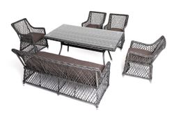 "Катания" обеденная группа плетеная на 6 персон, цвет графит