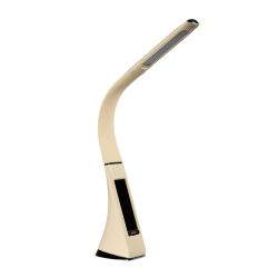 TLD-542 Cream-LED-300Lm-5000K-Dimmer Светильник настольный c часами. календарем. термометром. 5W. Сенсорный выключатель. Кремовый стилизован под кожу. TM Uniel.