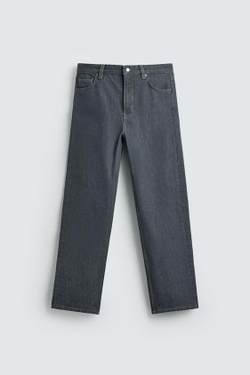 ZARA ДЖИНСЫ STRAIGHT FIT, СЕРЫЙ