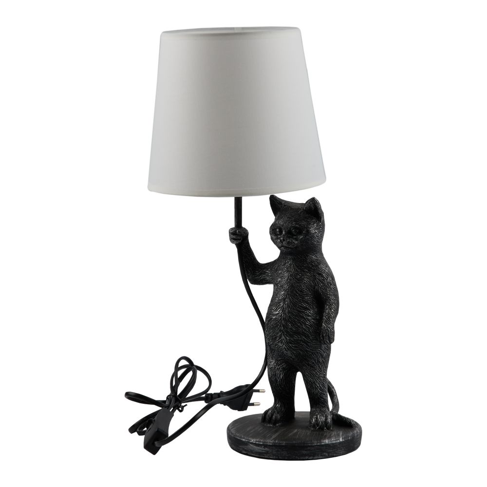 UML-B465 E14 SILVER Светильник настольный декоративный Кот. под лампу Е14. 40W. Механический выключатель. Серебристый. ТМ Uniel