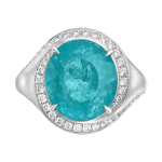 Кольцо с Турмалином Параиба и Бриллиантами, Эмаль, R0143-09/3