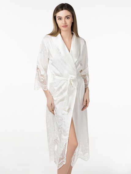 Женский шелковый халат 15055 крем NUSA Турция