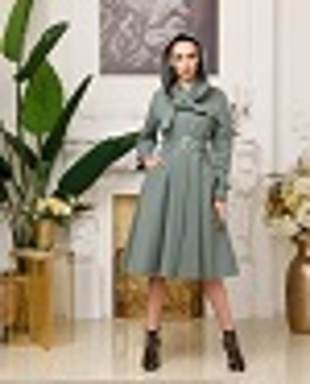 04-02-21 FW Плащ с отстегивающимся капюшоном, фисташковый L