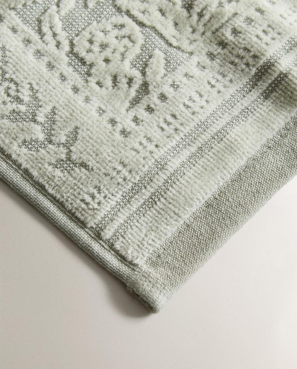 Zara Home - Набор жаккардовых велюровых полотенец для рук (3 шт.), зеленый, 30х30 см