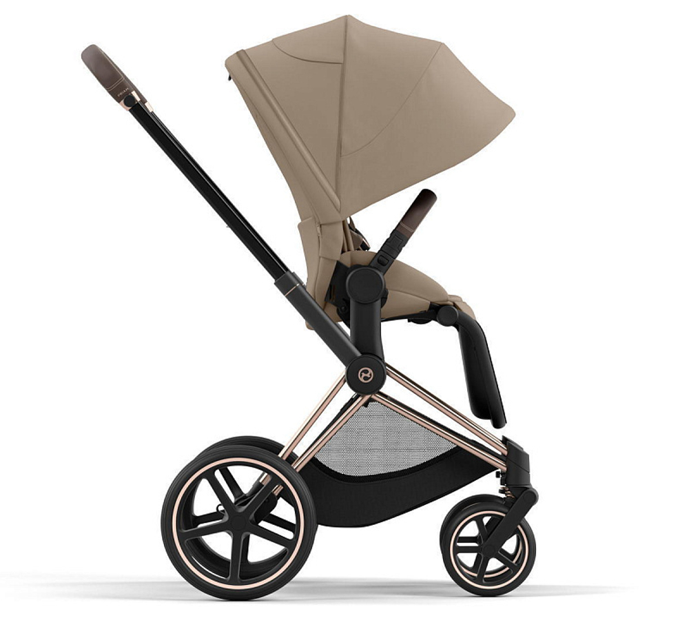 Коляска 3 в 1 Cybex Priam IV Rosegold complete и автокресло Aton S2 i-Size Ocean Blue Cozy Beige