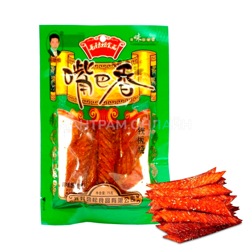 Снек острые палочки Maojinsong Foods из соевого мяса с приправами (зеленые) 75 г