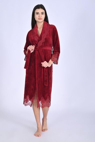 Халат женский велюровый 0519 бордовый NUSA Турция