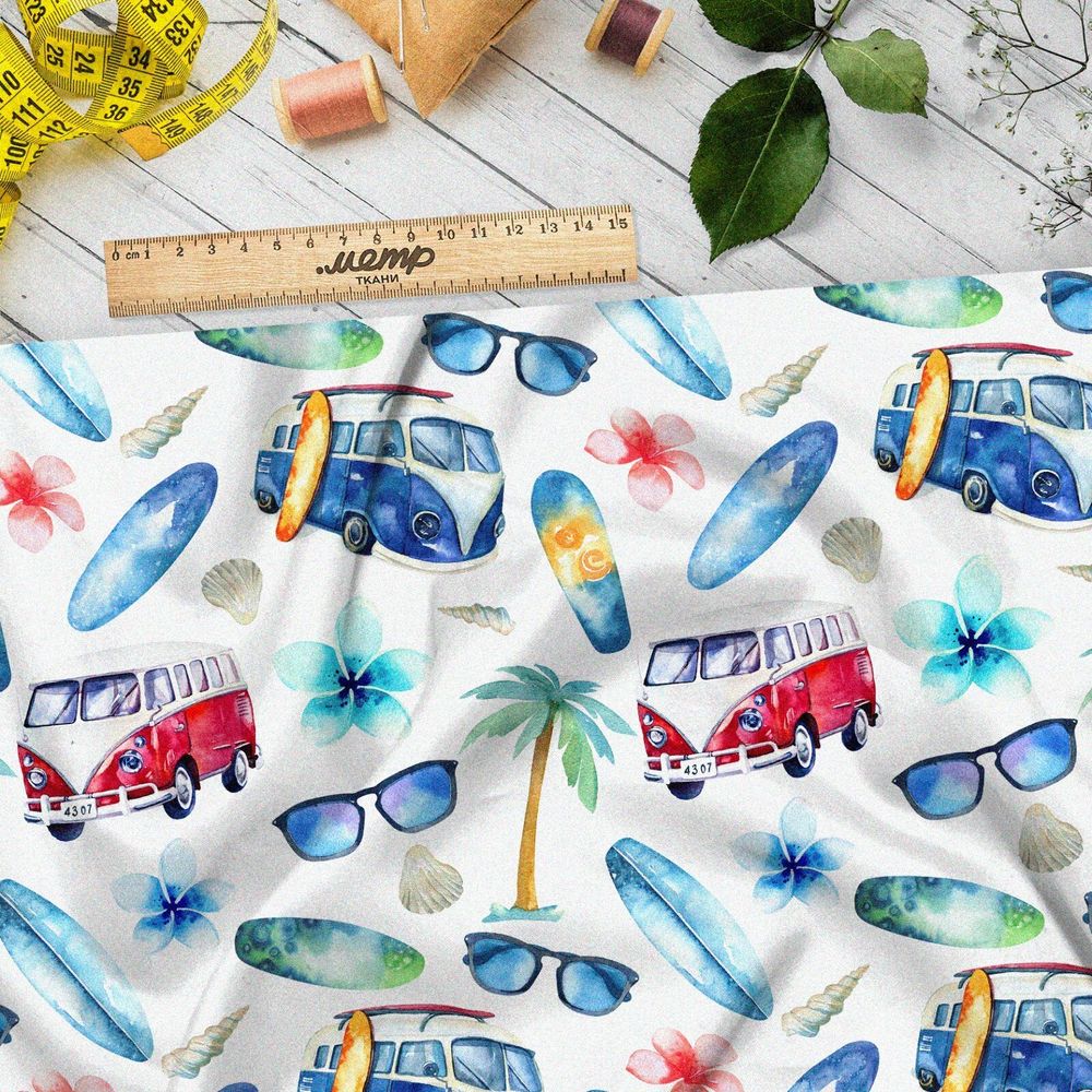 Ткань габардин автобусы на пляже