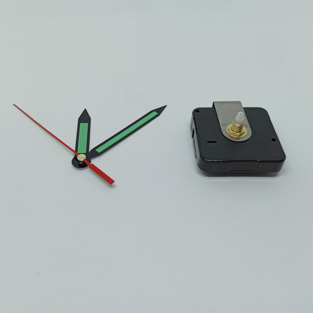 `Часовой механизм, шток 16 мм, со стрелками №11 светятся в темноте