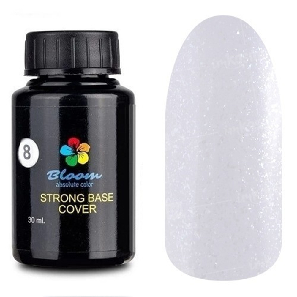 База Bloom Strong COVER жесткая №08 30мл (молочный с блестками)