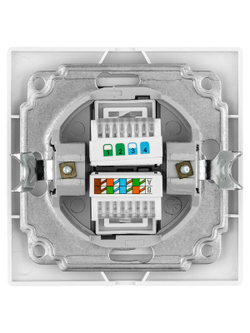 Розетка телефонная RJ11 + компьютерная RJ45 белая "Таймыр" TDM