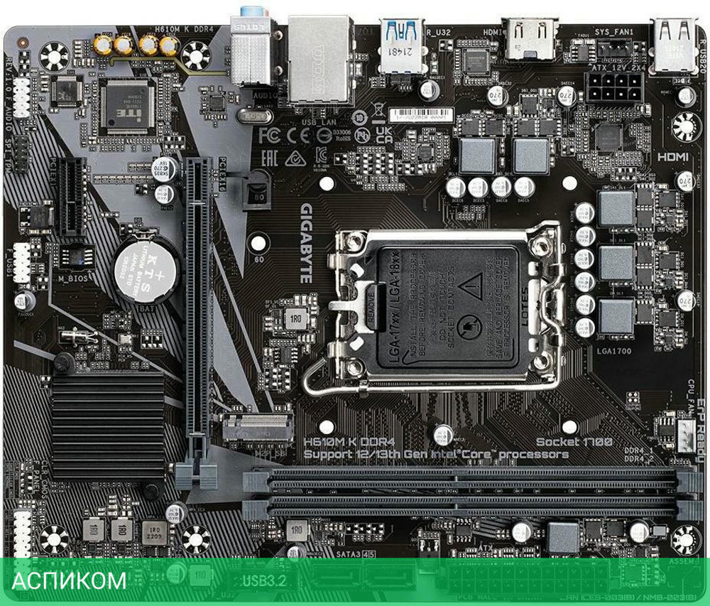 Материнская плата GigaByte H610M K DDR4 Soc-1700 Intel rev. 1.0