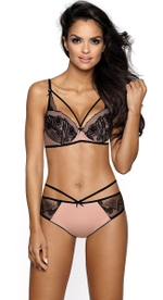 Роскошный бюстгальтер Tosca с черной вышивкой и стреп-лентами (Размер: 80D) (Цвет: пудровый)