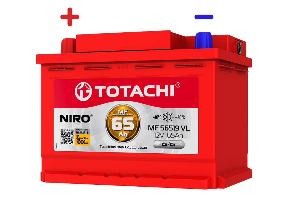 Аккумуляторная батарея АКБ TOTACHI NIRO MF 56519 VL  65а/ч поляр. прямая 1 (JIS R)