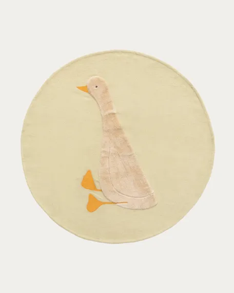 Ковер Milu зеленый хлопок с рисунком гуся Ø 100 см