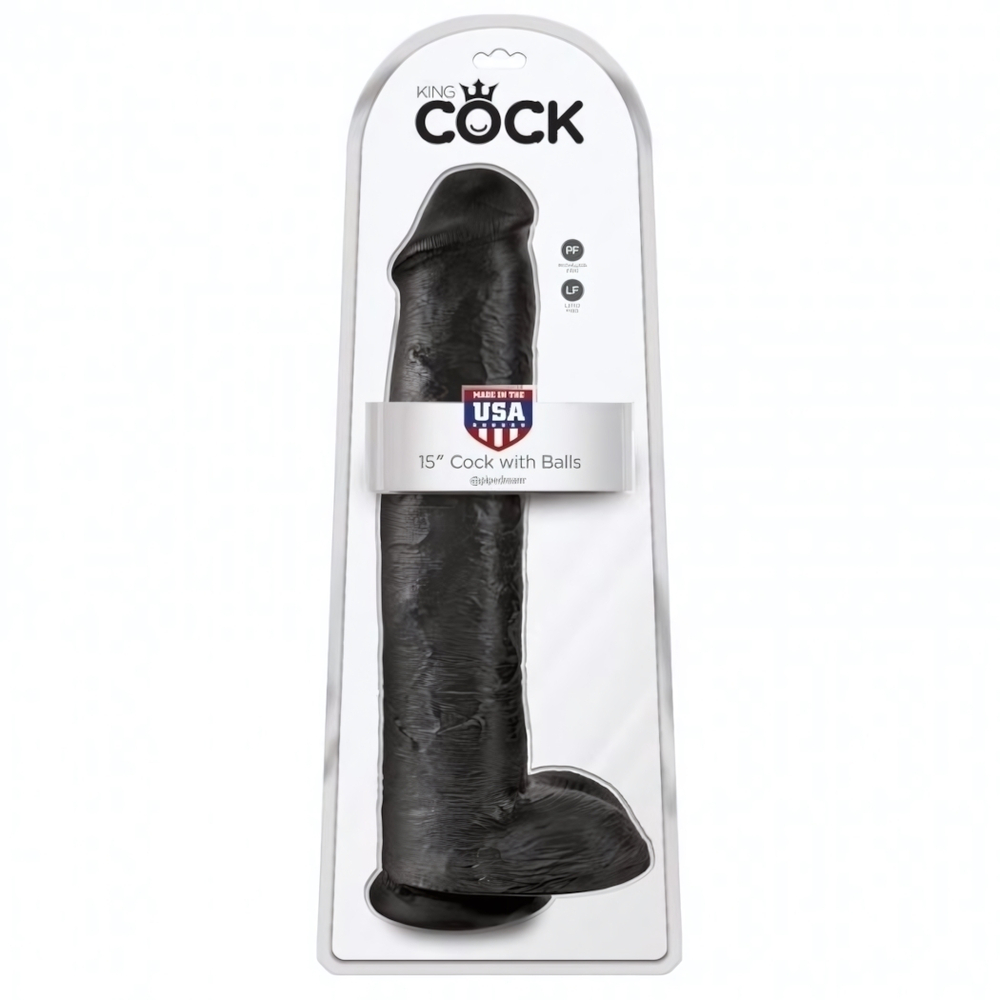 Фаллоимитатор-гигант черный King Cock 15 Cock with Balls (Цвет: черный)