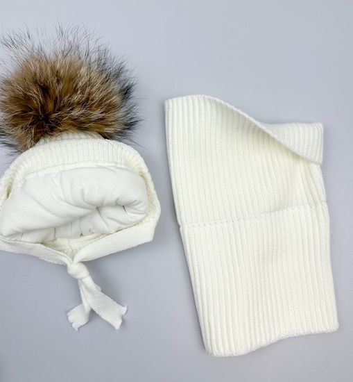 Шапка зимняя со снудом, Молочная