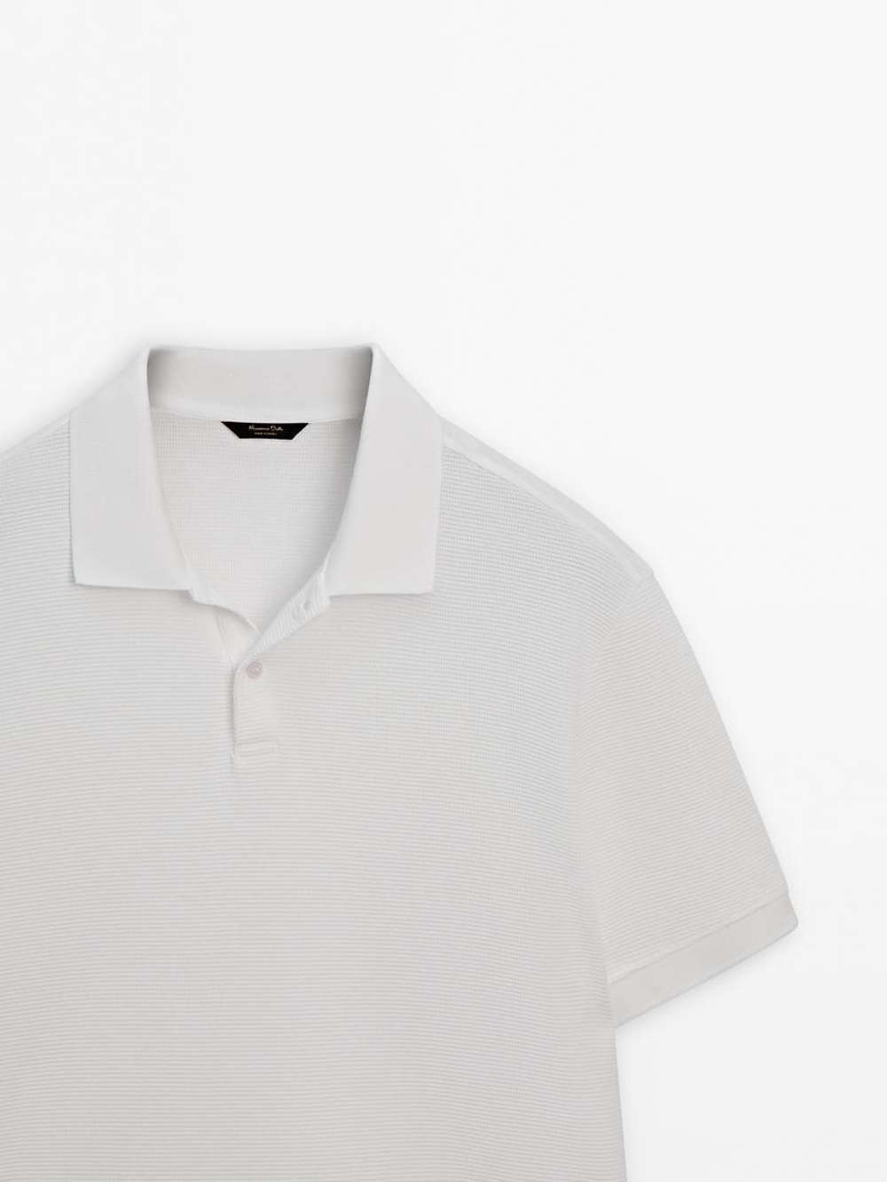 Massimo Dutti Хлопковая футболка-поло с короткими рукавами, натуральный