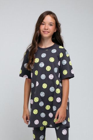 Платье  для девочки  КБ 5759/темно-серый,теннисные мячи к75