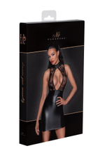 Короткое wet-look платьице с верхом из кружева Short dress with powerwetlook skirt and tulle top (Размер: L) (Цвет: черный)