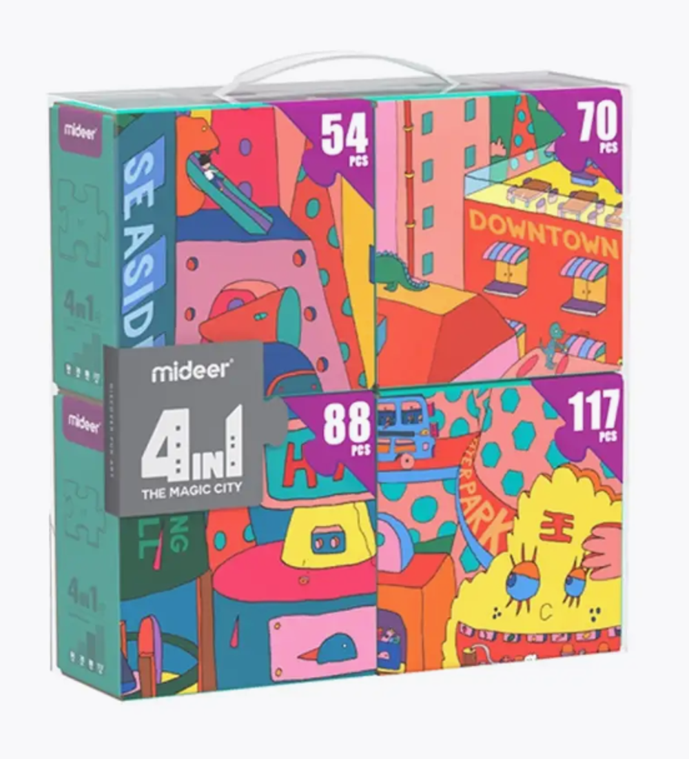 Пазлы "Город", 4 в 1