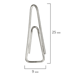 Скрепки BRAUBERG, 25 мм, никелированные, треугольные, 100 шт., в картонной коробке, 270440
