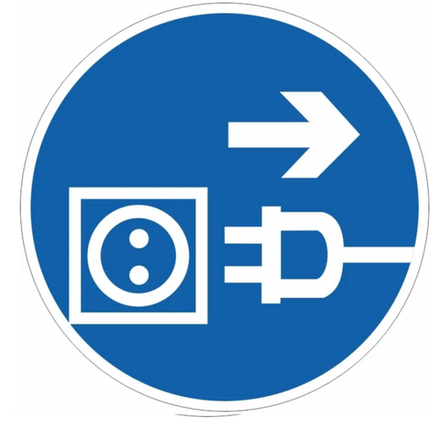 Знак-табличка M 13 "Отключить штепсельную вилку" 250х250 мм  квадратный из пластика 2-5 мм 1 шт