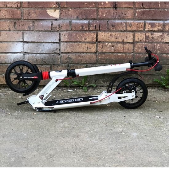 Складной двухколёсный самокат Micar Storm Pro 200 мм с двумя амортизаторами и ручным дисковым тормозом, белый