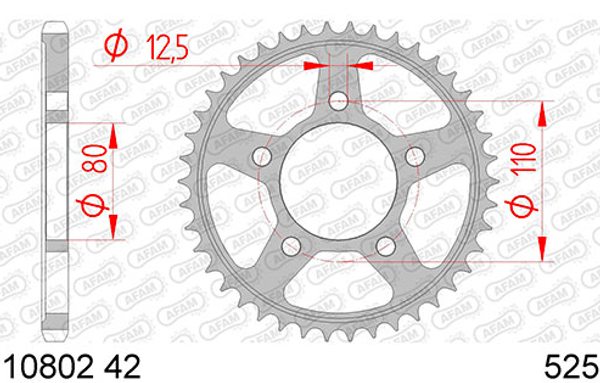 AFAM Звезда задняя CRF 1000 стальная , 525 черная 10802-42