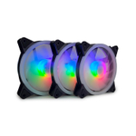 Комплект из 3 вентиляторов TESLA RGB120-DB3, 120мм, 1200rpm, 3-pin+Molex, черный-белый/FRGB, 38CFM, 21дБ, антивибропрокладки (TSL-120-DB3)