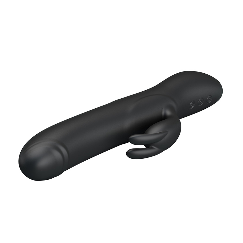 Черный вибратор-кролик 25см с вращением бусин Pretty Love Rabbit Vibrator Colin Black BI-014443